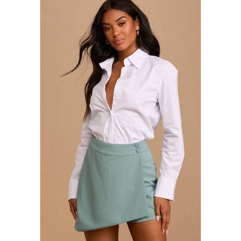 Lulus Something To Talk About Teal Green High-waisted Skort - Size S